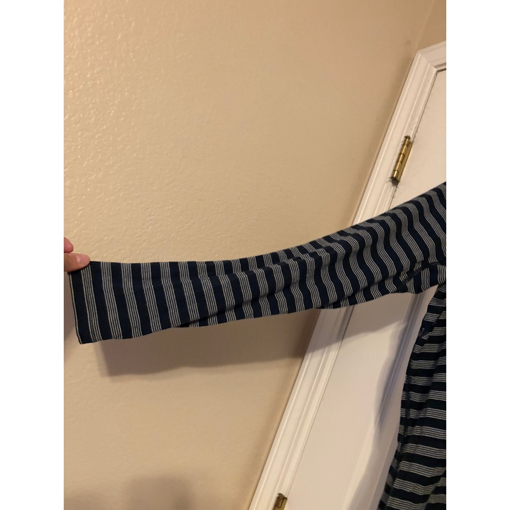 Icebreaker Bodyfit 200 Merino Wool Long Sleeve Base Layer Striped Navy Blue L - Picture 4 of 5
